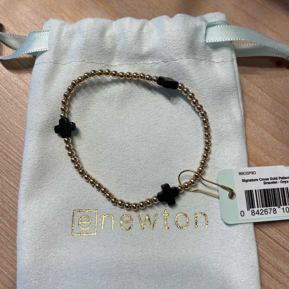 🌟 NWT - enewton signature gold cross pattern bracket in Onyx - Picture 2 of 2